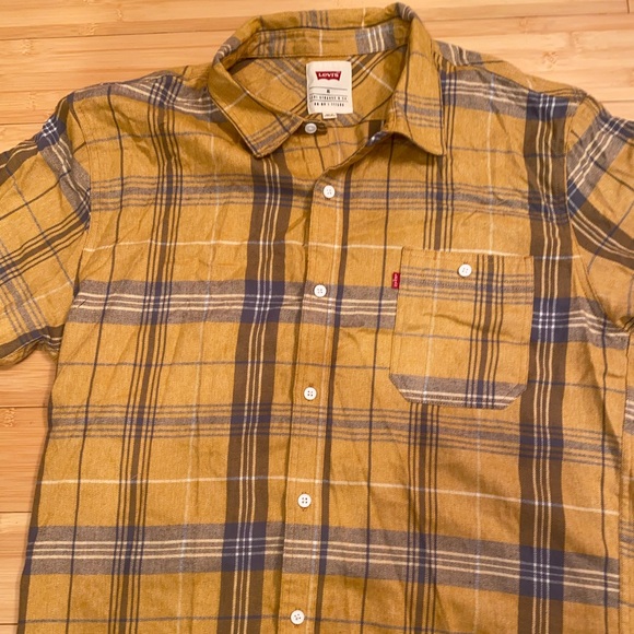 LEVI’S YELLOW GRAY FLANNEL XL MENS LONG SLEEVE - Picture 2 of 10